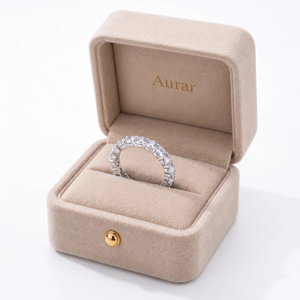 2.2CTW VVS Moissanite Full Eternity Ring | 925 Sterling Silver & 18K Gold