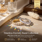 2.2CTW VVS Moissanite Full Eternity Ring | 925 Sterling Silver & 18K Gold