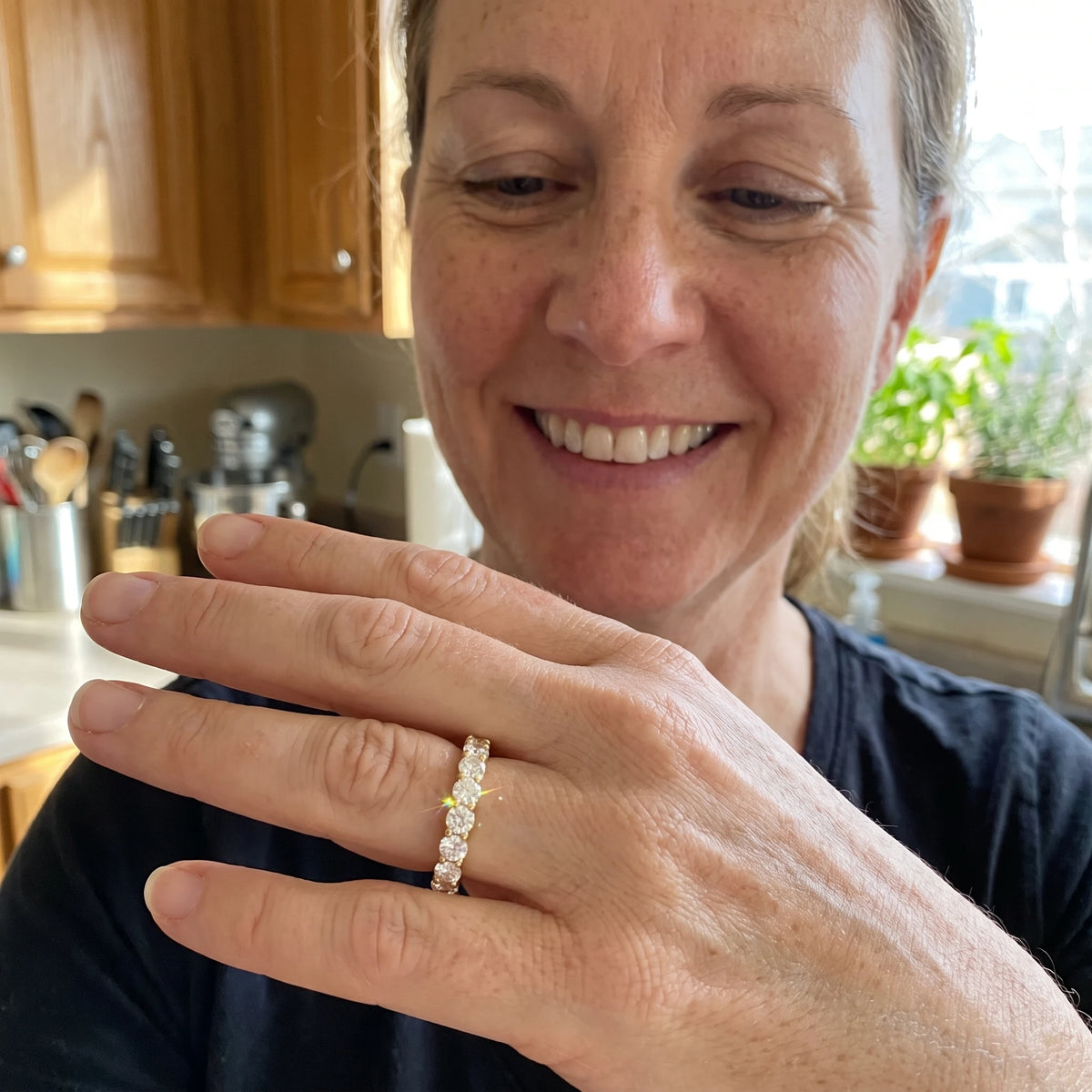 2.2CTW VVS Moissanite Full Eternity Ring | 925 Sterling Silver & 18K Gold