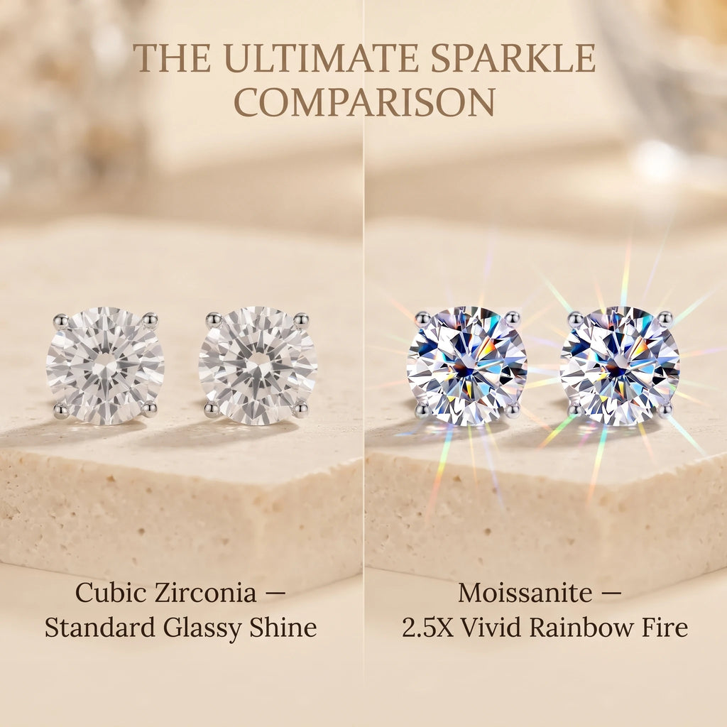 0.5–5CT VVS Moissanite Stud Earrings in 925 Sterling Silver