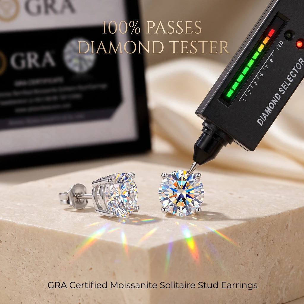 0.5–5CT VVS Moissanite Stud Earrings in 925 Sterling Silver