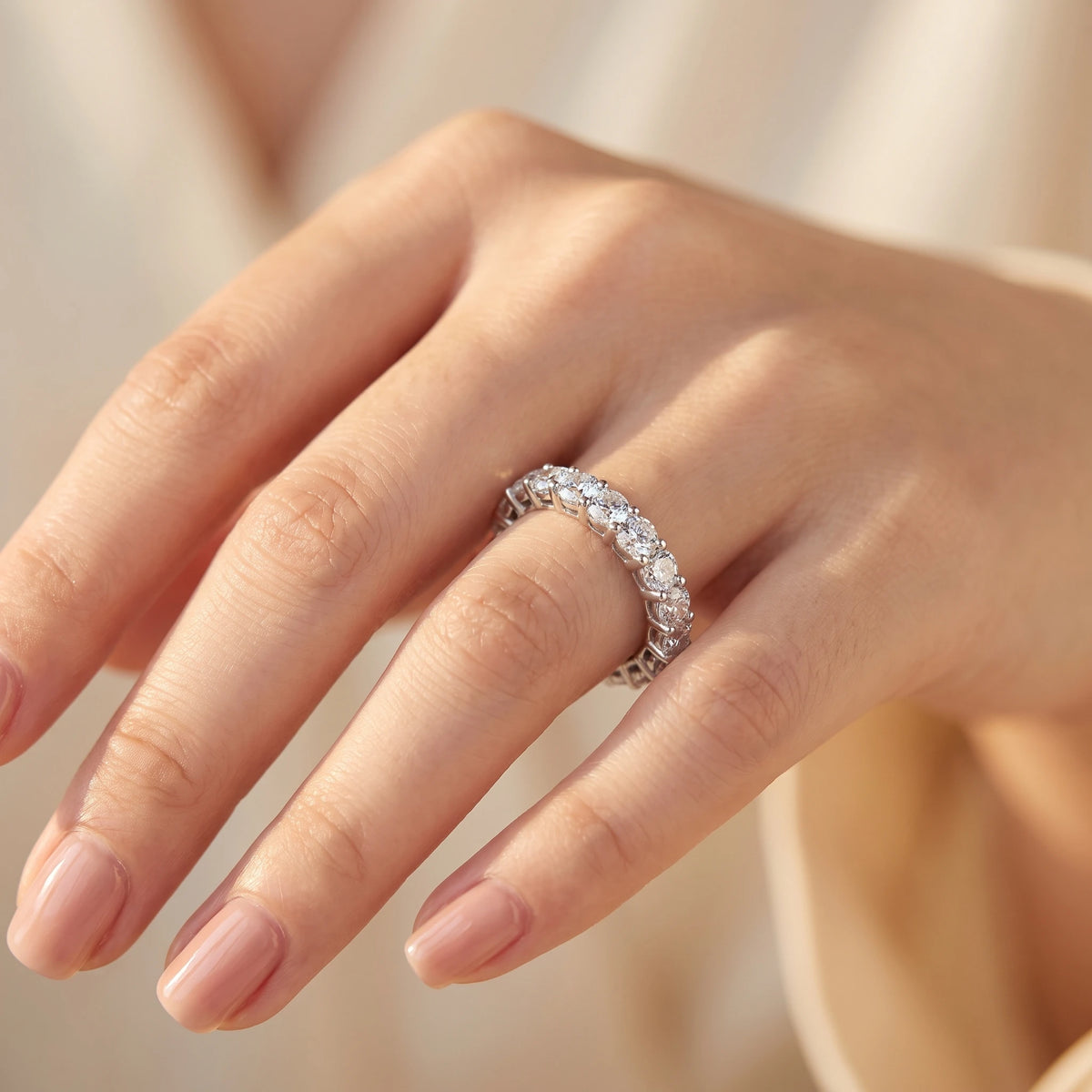 2.2CTW VVS Moissanite Full Eternity Ring | 925 Sterling Silver & 18K Gold