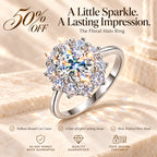 VALLETRO 3 Carat Moissanite Floral Halo Ring