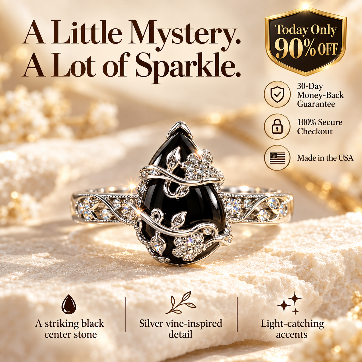 Midnight Vine Black Obsidian Ring hero image