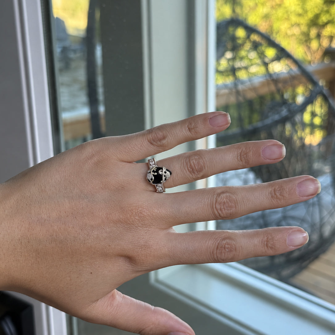 Midnight Vine Black Obsidian Ring lifestyle photograph