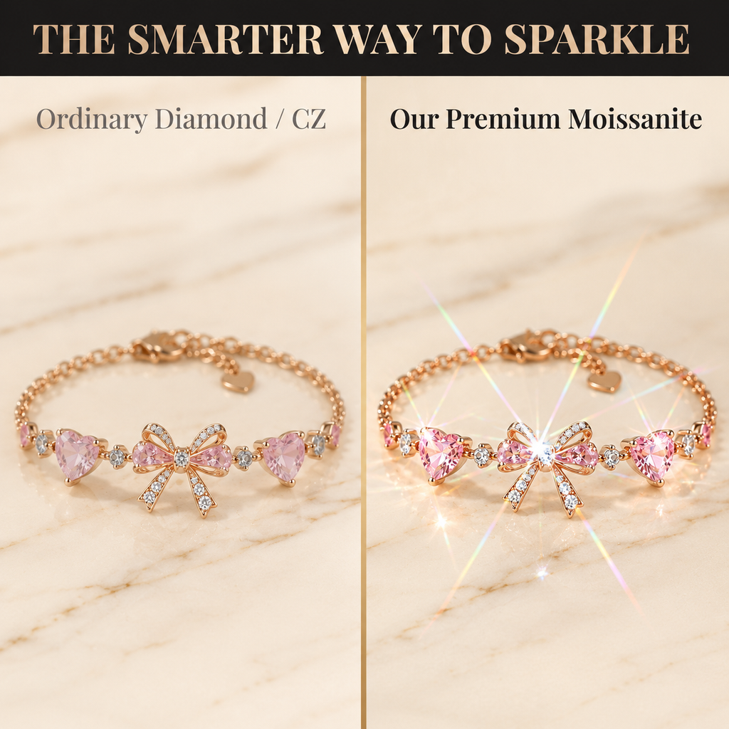 Blush Ribbon Bow Bracelet comparison illustration