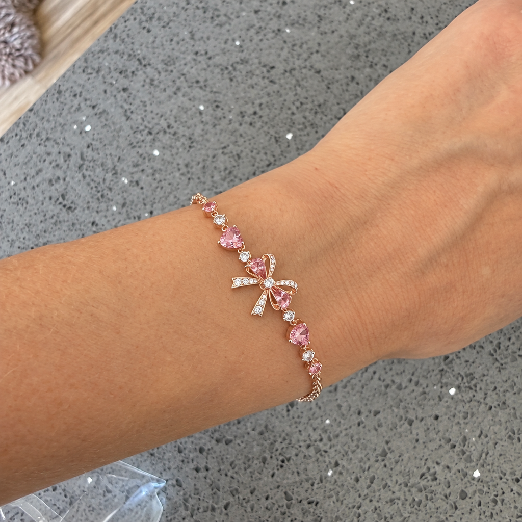 Blush Ribbon Bow Bracelet lifestyle photograph