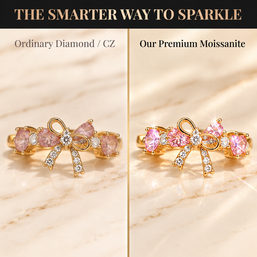 Blush Ribbon Bow Ring comparison illustration