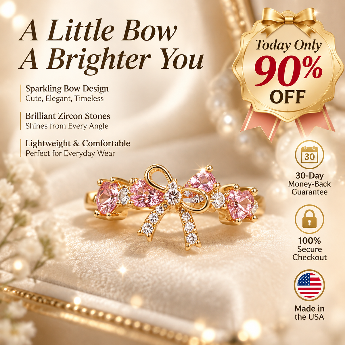 Blush Ribbon Bow Ring hero image