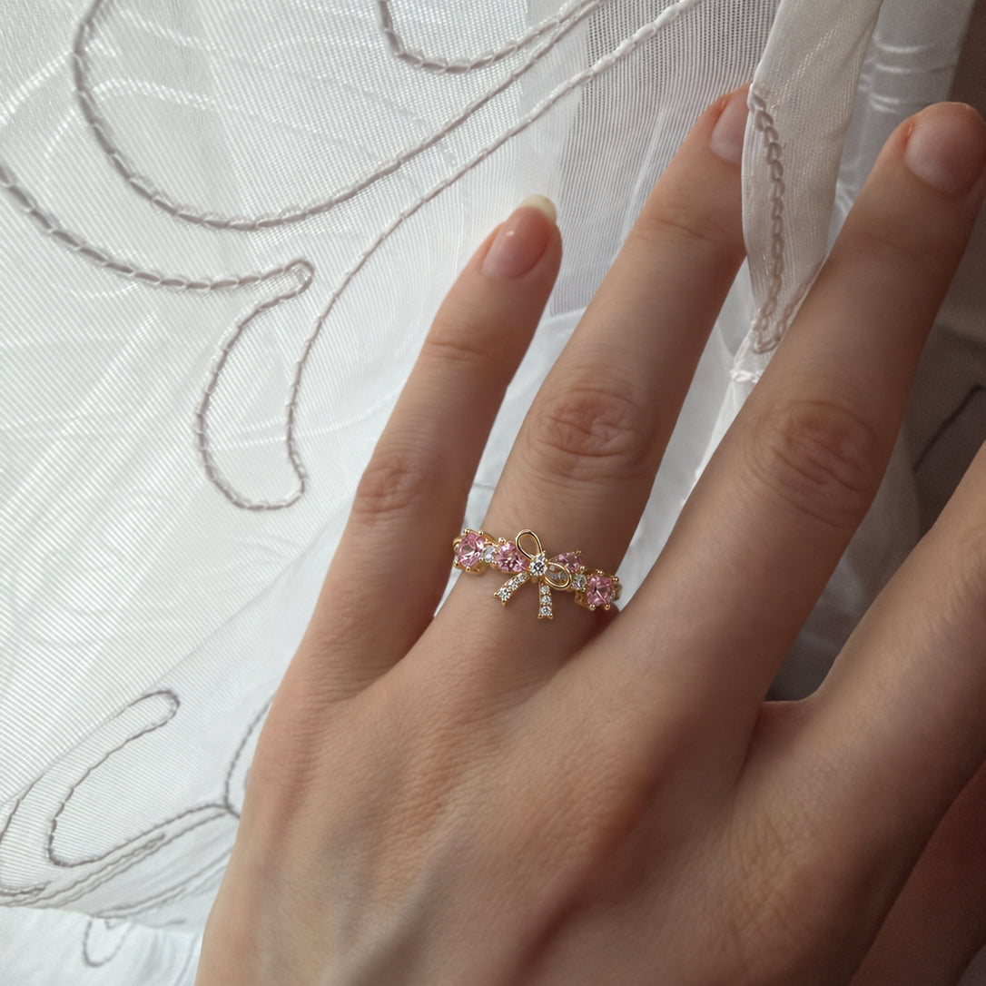 Blush Ribbon Bow Ring lifestyle photograph