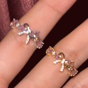 Blush Ribbon Bow Ring in motion
