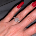 Radiant Grace Cushion Premium Moissanite Ring lifestyle photograph