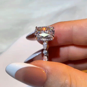 Radiant Grace Cushion Premium Moissanite Ring in motion