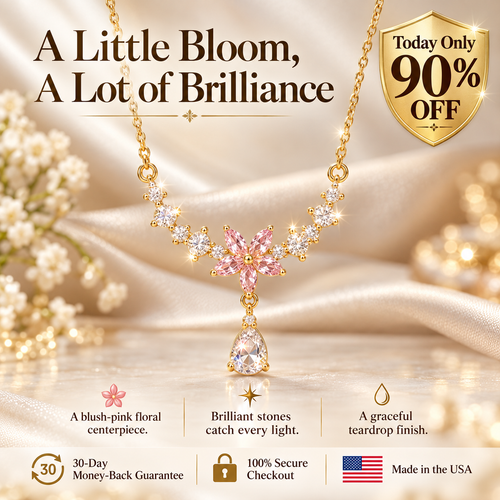 Blush Blossom Teardrop Moissanite Necklace hero image