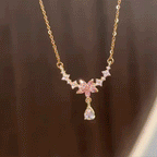Blush Blossom Teardrop Moissanite Necklace in motion