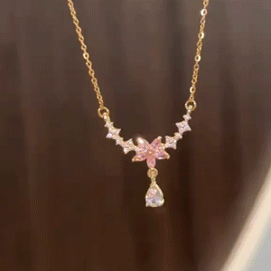 Blush Blossom Teardrop Moissanite Necklace in motion