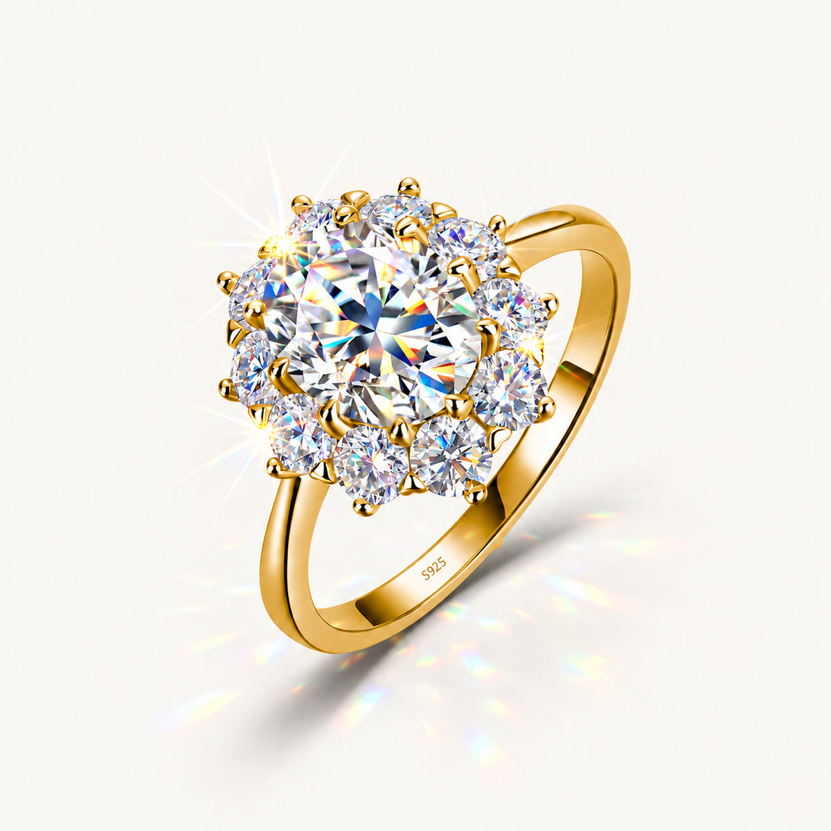VALLETRO 3 Carat Moissanite Floral Halo Ring