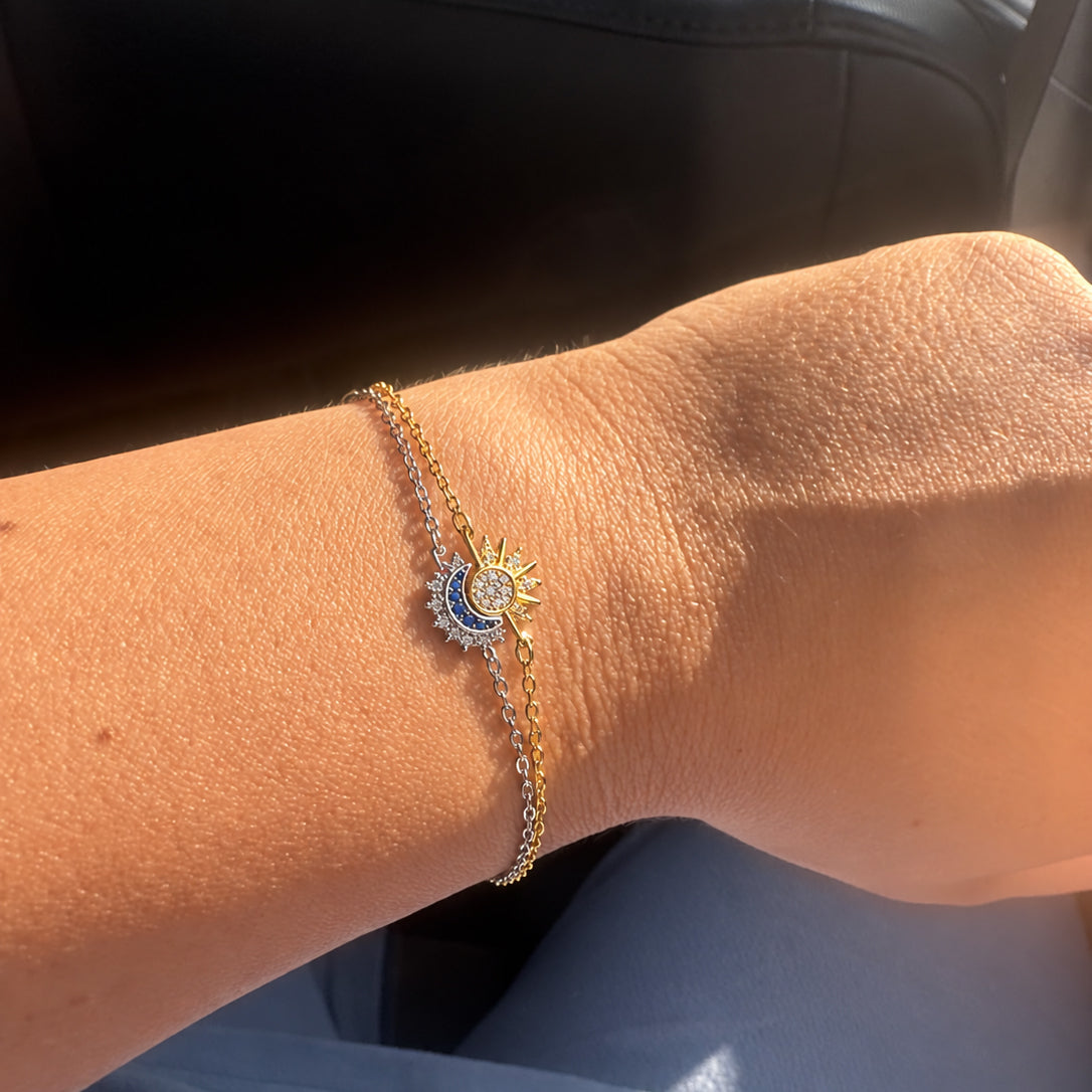 Sun & Moon Magnetic Connection Bracelet Set lifestyle photograph