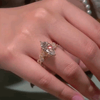 Marquise ring with ornate vine-inspired shoulders