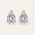 Valletro Pear Moissanite Stud Earrings, silver color, main product view