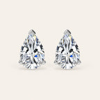 Valletro Pear Moissanite Stud Earrings, silver color, main product view