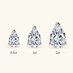 Valletro Pear Moissanite Stud Earrings, silver color, view 10
