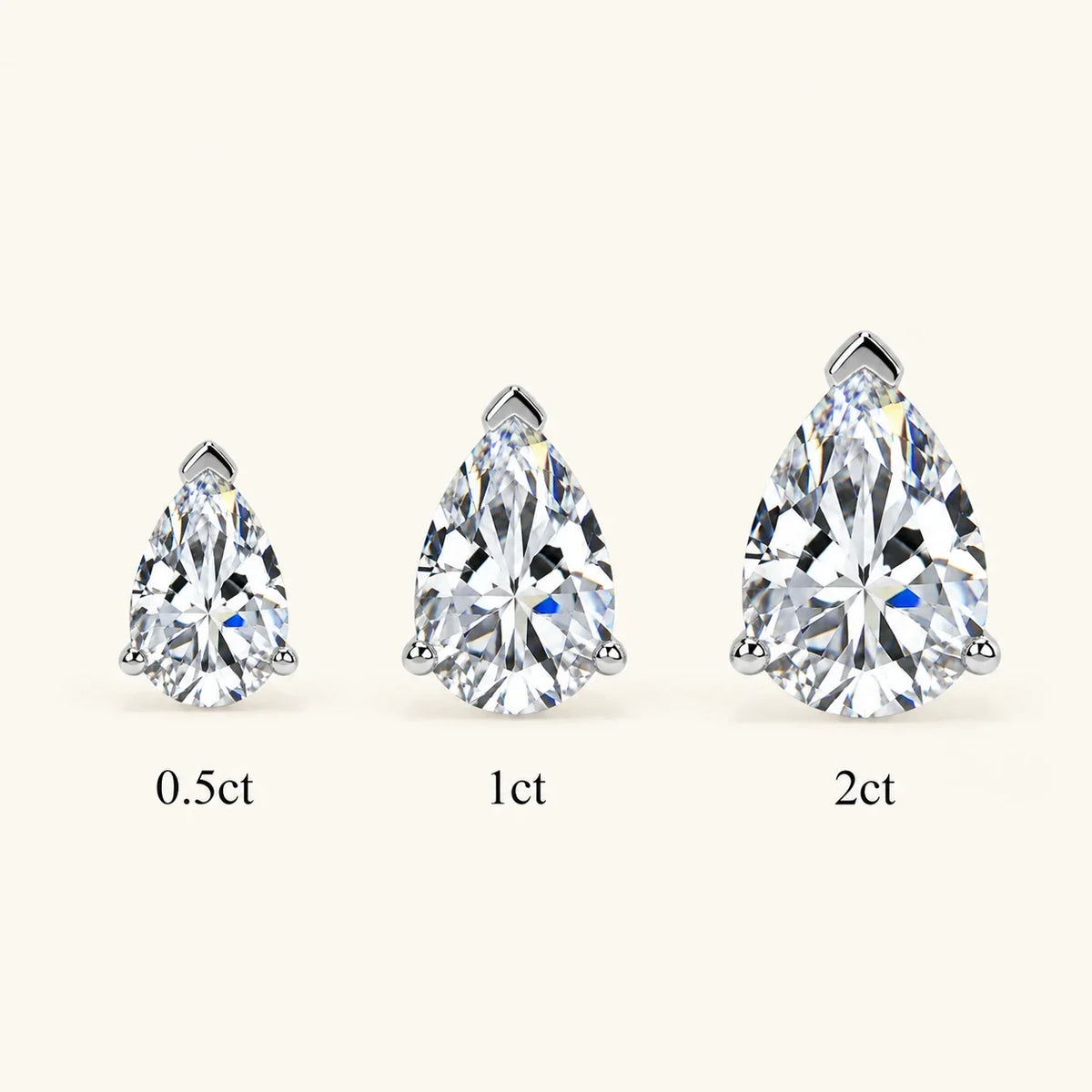 Valletro Pear Moissanite Stud Earrings, silver color, view 10