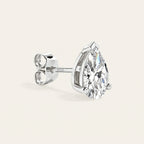 Valletro Pear Moissanite Stud Earrings, silver color, view 5