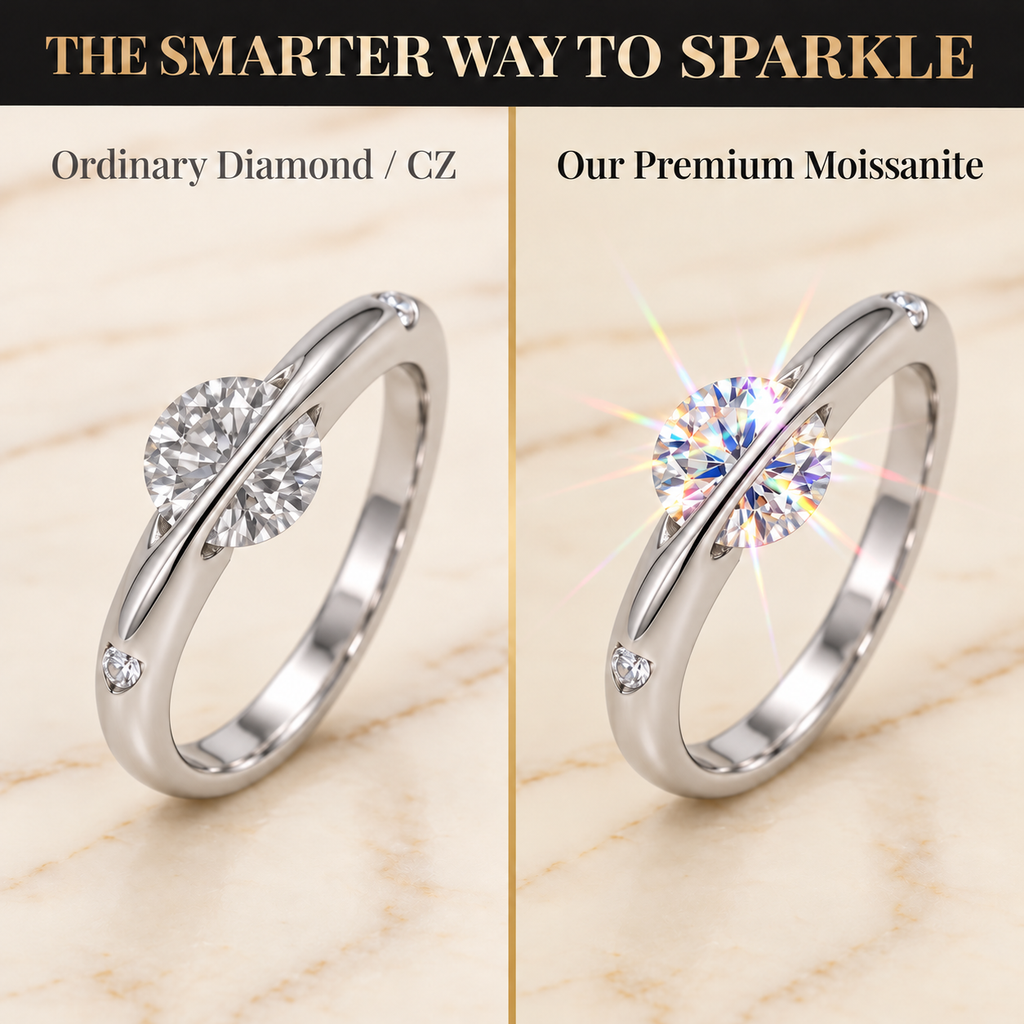 The Celestial Spin VVS Moissanite Ring – 925 Sterling Silver